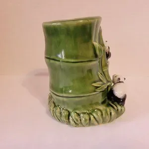 Majolica | Accents | Vintage Majolica Panda Bears Bamboo Vaseplanter ...